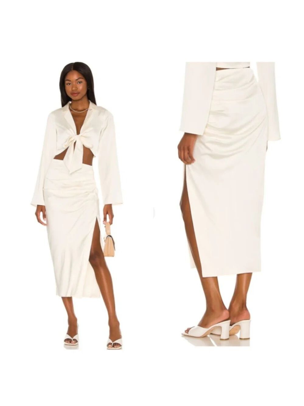 Lovers and Friends Gianne Satin Skirt S Ivory NWT
